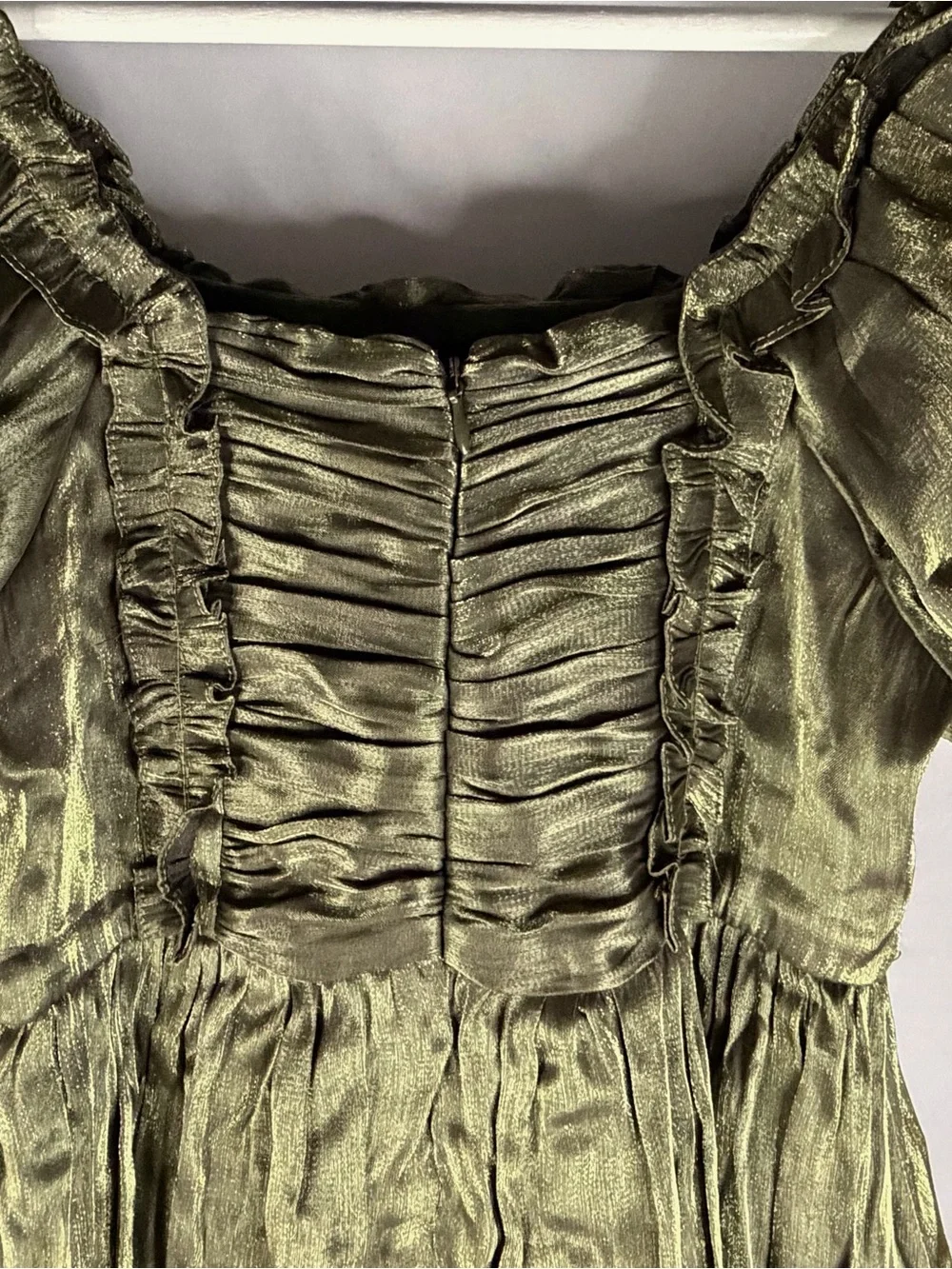 Joyfolie Olive Metallic Puff-Sleeve DressNWT size girls 10
